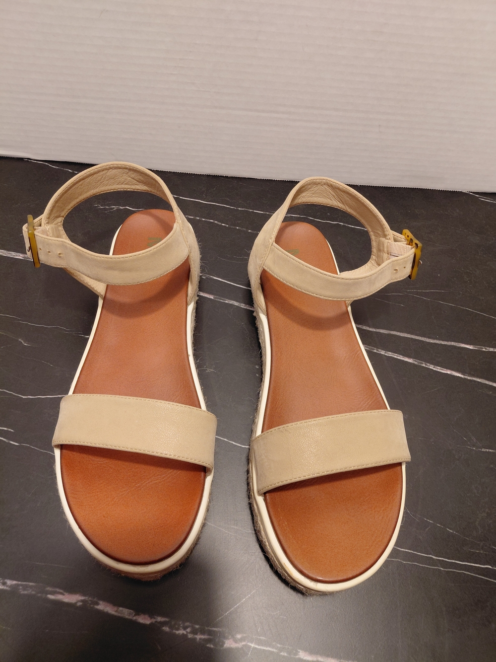 MIA Beige Ankle-Strap Platform Sandals